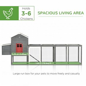 Pollaio Extra Large da 300 cm con Tetto in Asfalto, Casetta per Galline in Legno con Vassoio Estraibile, Gabbia per Quaglie e Nido - Grigio, Gabbie per Animali - Product Image 4