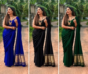 Sari en soie pure Banarasi avec Lagdi Pallu, robes indiennes traditionnelles sans plis pour mariage, fête, Diwali - Product Image 2