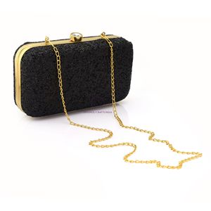 Nuevo Bolso Clutch Negro Texturizado, Elegante Bolso Clutch Rígido Texturizado para Fiestas y Bodas, Bolso de Mano para Mujer con Cierre de Cristal - Product Image 1