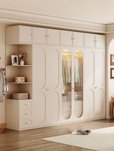 Armoire moderne en bois à plusieurs portes et tiroirs, meuble de rangement spacieux pour chambre à coucher, idéal pour l'aménagement intérieur. - Product Image 5