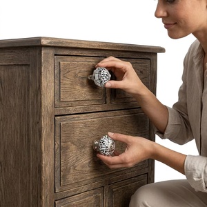 Ba Porcelain Cabinet <b>Knob</b> Round Modern Black White Design Eco-Friendly for Kitchen & Bathroom Dresser Wardrobe Furniture Handle - Product Image 3
