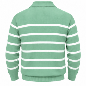 Pull à col zippé rayé pour homme, manches longues, tricoté, vente en gros, vêtements personnalisés - Product Image 2