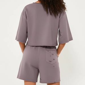 Women 2 Piece <b>Sets</b> European American Women's New Fashionable Casual Striped Short-Sleeved Neck Shorts Daily Wear Office Formal - Product Image 4