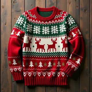 Pull tricoté à capuche uni pour Noël et l'hiver 2026, assorti pour la famille et les couples, avec poches, respirant, en polyester/coton - Product Image 5