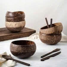 Natural Coconut Wood Bowl And <b>Set</b> Kitchen Spoon Wooden Family Dinnerware <b>Set</b> Well Designed - Product Image 3