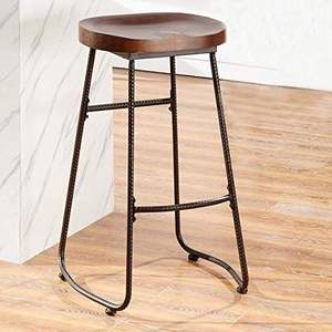 Tabouret en bois et fer rustique contemporain, parfait pour un comptoir de bar à domicile, avec une élégance industrielle - Product Image 5