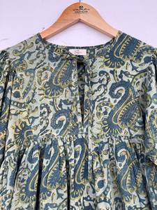 Bohemian Rayon Printed Maxi Dress Women Attractive V-Neck Long Sleeves Woven Button Beach Holiday Casual Outing Midi Length - Product Image 4