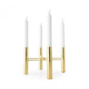 Candélabre moderne de luxe en métal doré à 4 bras, porte-bougie pilier, centre de table minimaliste nordique pour mariage et décoration de table à la maison - Product Image 1