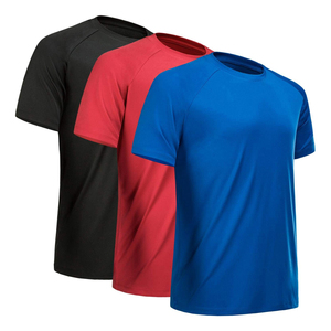 Camiseta de Punto para Hombre, Cuello Redondo, Color Sólido, Manga Corta, Corte Regular, Secado Rápido, Transpirable, 100% Algodón, Estilo Casual, para Gimnasio - Product Image 4