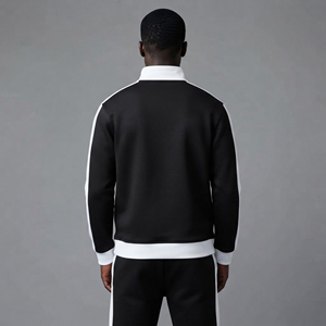 Sweat-shirts zippés surdimensionnés pour hommes, sur mesure, en gros, bicolores, style streetwear, 100% coton molletonné, hip hop. - Product Image 3
