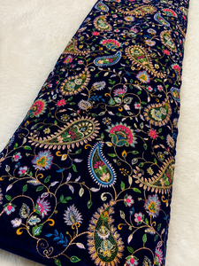 Luxury Velvet Embroidery <b>Fabric</b> Sequence Beaded Chain Stitch Designer Textile For Wholesale Fashion Garment Buyers For Importers - Product Image 6