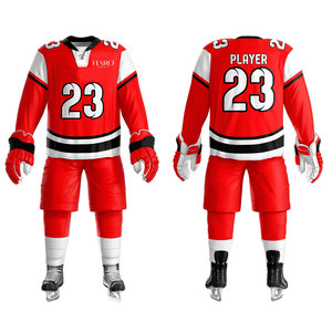 Ensemble maillot et pantalon de hockey sur glace pour hommes, avec tissu anti-humidité, léger et durable, parfait pour les activités sportives - Product Image 1