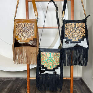 Nueva tendencia de diseñadores de lujo bolso con flecos personalizado a mano de cuero de vaca bandolera bolsos de mensajero para mujeres monedero con cremallera - Product Image 5