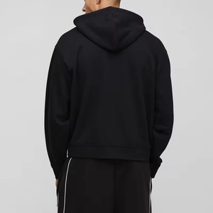 Sudadera con Cremallera para Hombre, Estilo Urbano, Corte Holgado, 100% Algodón, Felpa Francesa Negra, Gruesa, Ecológica, Personalizable OEM y ODM, Alta Calidad - Product Image 3