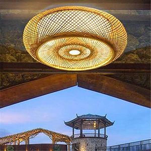 Lámpara de Techo de Bambú y Ratán al por Mayor, Lámpara Colgante Redonda Tejida a Mano, Pantalla de Iluminación LED para Comedor y Dormitorio, Decoración OEM ODM - Product Image 2