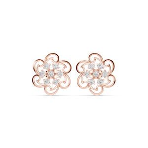 ต่างหูเพชรทรงกลมทองคำ 14K สำหรับผู้หญิง สวมใส่ในงานแต่งงาน เพชรเพาะเลี้ยงใหม่ - Product Image 2