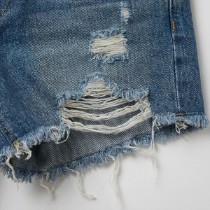 Shorts de mezclilla vintage rectos para mujer de talla grande, elásticos, de cintura alta, rasgados, informales, de verano, estilo urbano, lavados, a la moda - Product Image 6