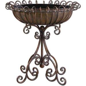 Bebedero para Pájaros de Metal con Acabado Antiguo, Decoración de Jardín para Exteriores, Tema Tradicional de Aves, con Estaca Independiente - Product Image 2