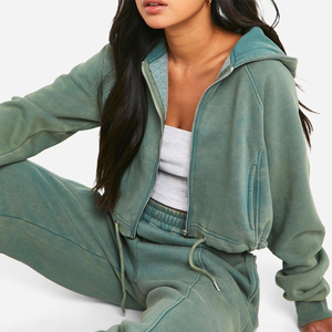 Winter <b>Women's</b> 2-Piece Set Oversized Solid Crop Top and Hooded Hoodie with <b>Jogging</b> <b>Pants</b> Casual Tracksuit - Product Image 6
