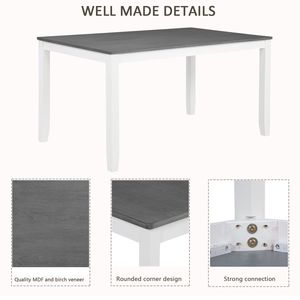 Set da Pranzo Moderno per 6 Persone, Tavolo con 6 Sedie in Legno per Sala da Pranzo e Cucina, Elegante Tavolo da Pranzo per 6 Persone - Product Image 5
