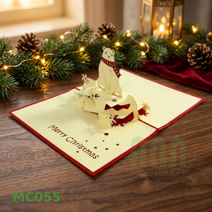 ANN HANDICRAFT Carte de vœux de Noël 3D pop-up en forme d'ours, faite à la main, imprimée en 4 couleurs, découpée au laser, durable, élégante, en papier, sur mesure - Product Image 2