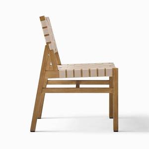 Silla de comedor escandinava de madera beige con correa de algodón tejida, sin respaldo, diseño moderno, muebles de comedor para exteriores - Product Image 3