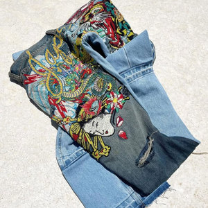 Ripped Solid Color Men's Trouser Street Baggy Style Hip Hop Men's Jeans Pant For Sale Custom Logo Hot Sale Men's <b>Flared</b> Jeans - Product Image 6