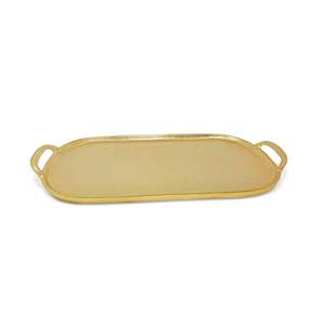 Bandeja de Servicio Metálica de Estilo Elegante con Superficie Pulida para el Hogar, Cocina, Mesa de Comedor, Fiestas, Té, Aperitivos, Frutas - Product Image 1