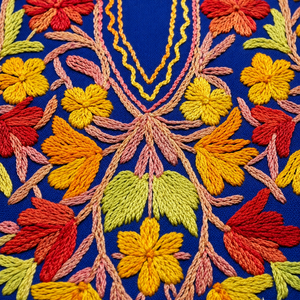Royal Blue Kashmiri Pheran <b>Kurti</b> with Multicolour Aari Embroidery Buy Direct From Designer - Product Image 6