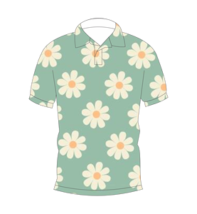เสื้อโปโลพิมพ์ลายดอกเดซี่สีเขียวมิ้นท์สำหรับบุรุษแขนสั้นลำลองฤดูร้อนเสื้อยืดคอปกติดกระดุม - Product Image 4