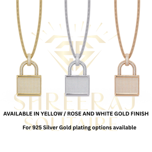 Pass Diamond Tester Stock Third Party Certified Iced Out Hip Hop Gold Plated 925 Silver Moissanite Diamond <b>Lock</b> Pendant <b>Necklace</b> - Product Image 4