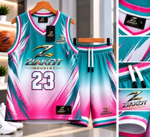 Venta al Por Mayor Directa de Fábrica ZIAKOT INDUSTRY, Jersey de Baloncesto Personalizado con Cuello Redondo en Tejido de Canalé, Color Verde Azulado, Blanco y Negro - Product Image 1
