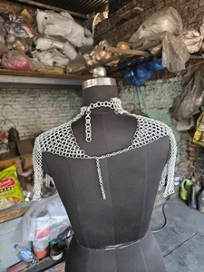 Armadura de Hombro de Imitación Antigua Hecha a Mano con Cadena Plateada, Joyería para Disfraces de Festivales Medievales - Product Image 4