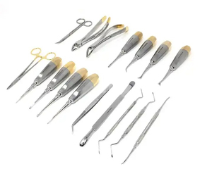 Kit d'instruments chirurgicaux dentaires 17 pièces en acier inoxydable réutilisable certifié CE – Élévateurs, pinces, ciseaux, outils buccaux manuels - Product Image 2