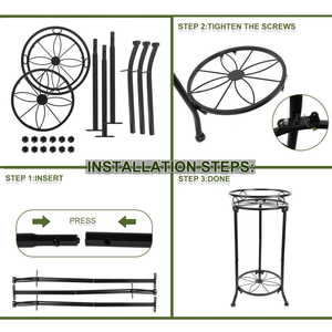 Soporte de Metal Negro de 2 Niveles para Plantas, Estante para Macetas, Decoración para Interiores, Exteriores, Jardín, Balcón, Patio y Hogar - Product Image 6