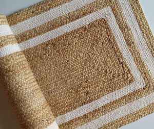 Tapis décoratif lavable en jute 100% adapté pour la chambre, le salon et le couloir - Product Image 4