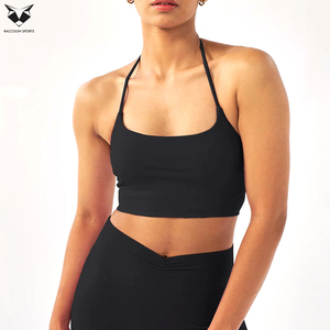 Meilleur fournisseur, qualité supérieure, prix de gros, respirant, service OEM, vêtements décontractés avec logo personnalisé, soutien-gorge de sport simple à col halter - Product Image 3