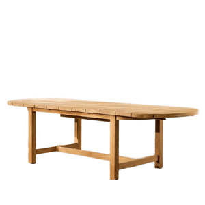 Table de salle à manger en bois de teck au design moderne avec dessus à lattes pour la maison, le restaurant, la villa et l'hôtel. - Product Image 1