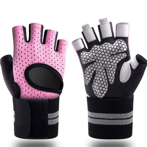 Guantes de Medio Dedo, Color Rosa y Negro, Malla Transpirable, Correa de Muñeca Ajustable, Guantes Deportivos Unisex - Product Image 6