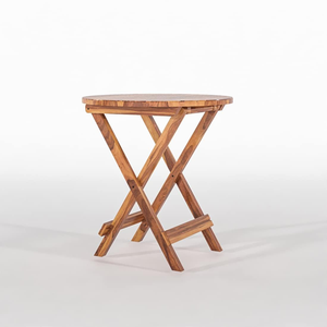 Table ronde pliable en bois de Sheesham, table basse portable en bois pour balcon, patio, jardin, salon, meubles d'extérieur et d'intérieur - Product Image 6