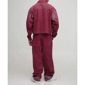 Chaqueta de Mezclilla con Pedrería para Hombre, con Capucha Desmontable, Estilo Casual Urbano, Abrigo de Jean, Venta al por Mayor OEM - Product Image 2