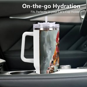 Stainless Steel Tumbler 40oz With Handle And Lid For <b>Coffee</b> Or Tea - Product Image 3
