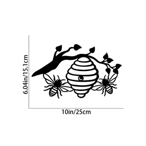 CIFbuy Decorazione da Parete in Ferro Inciso Giallo Sole, Silhouette di Ape e Albero per Esterni, da Appendere in Giardino, Patio e Cortile - Product Image 4