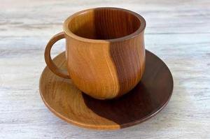 Tasse à café en bois d'acacia, tasse à thé écologique, artisanale, vaisselle naturelle réutilisable, articles de cuisine en gros - Product Image 5