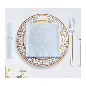 Serviette de table en coton jacquard damassé blanc pur de luxe 45x45cm 230 GSM pour hôtel, restaurant, mise en table et commande en gros - Product Image 1