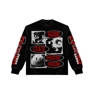 Your brand Logo DTF Long Sleeve T-Shirt Black Pink Print O-Neck Men's <b>Pullover</b> Cotton Fleece Sweatshirt For Men Crew Neck <b>Jumper</b> - Product Image 2