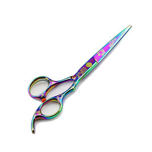 Ciseaux de coiffure professionnels à lame tranchante, revêtement couleur arc-en-ciel, avec vis fantaisie - Product Image 5