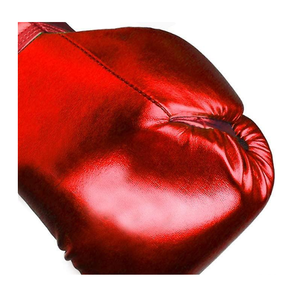 Gants de boxe en cuir rouge avec garniture dorée, antidérapants, imperméables, réglables avec sangle de poignet pour adultes, équipement d'entraînement - Product Image 3