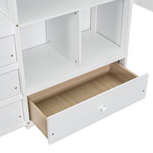 Letto a soppalco in legno a grandezza naturale con scrivania e cassetti contenitore, scaletta integrata, scrivania e mensole portaoggetti per bambini - Product Image 2