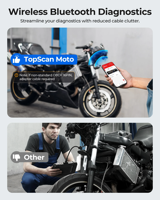 Herramienta de Diagnóstico para Motocicletas y Automóviles TOPDON TopScan Moto, Escáner Automotriz Obd2 para Motor
